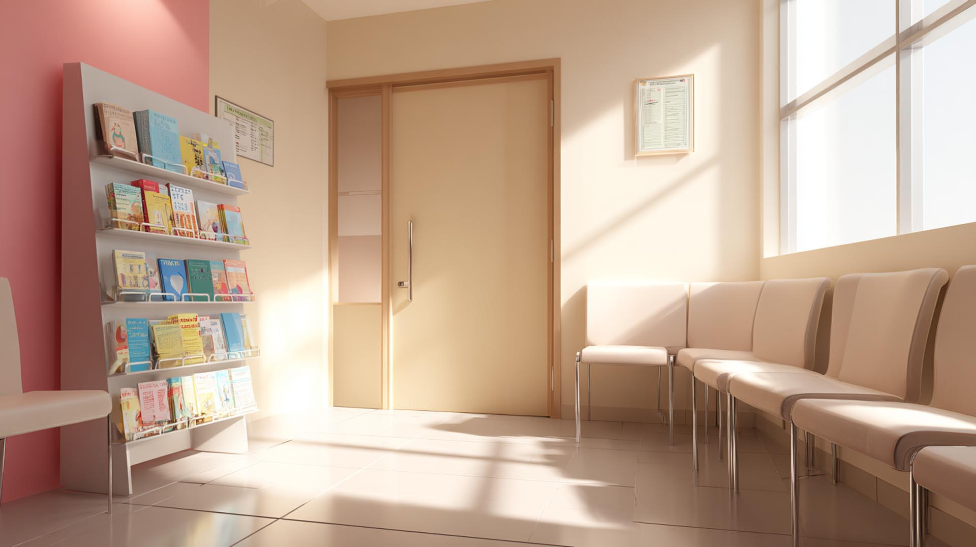 A vibrant cartoon of a healthcare professional extending a handshake to an LGBT patient in a colorful clinic setting. The patient is holding a clipboard with a rainbow-colored heart on it, symbolizing care and support. In the background, posters on the wall display inclusive messages like You Are Welcome Here and Equal Care for All.
