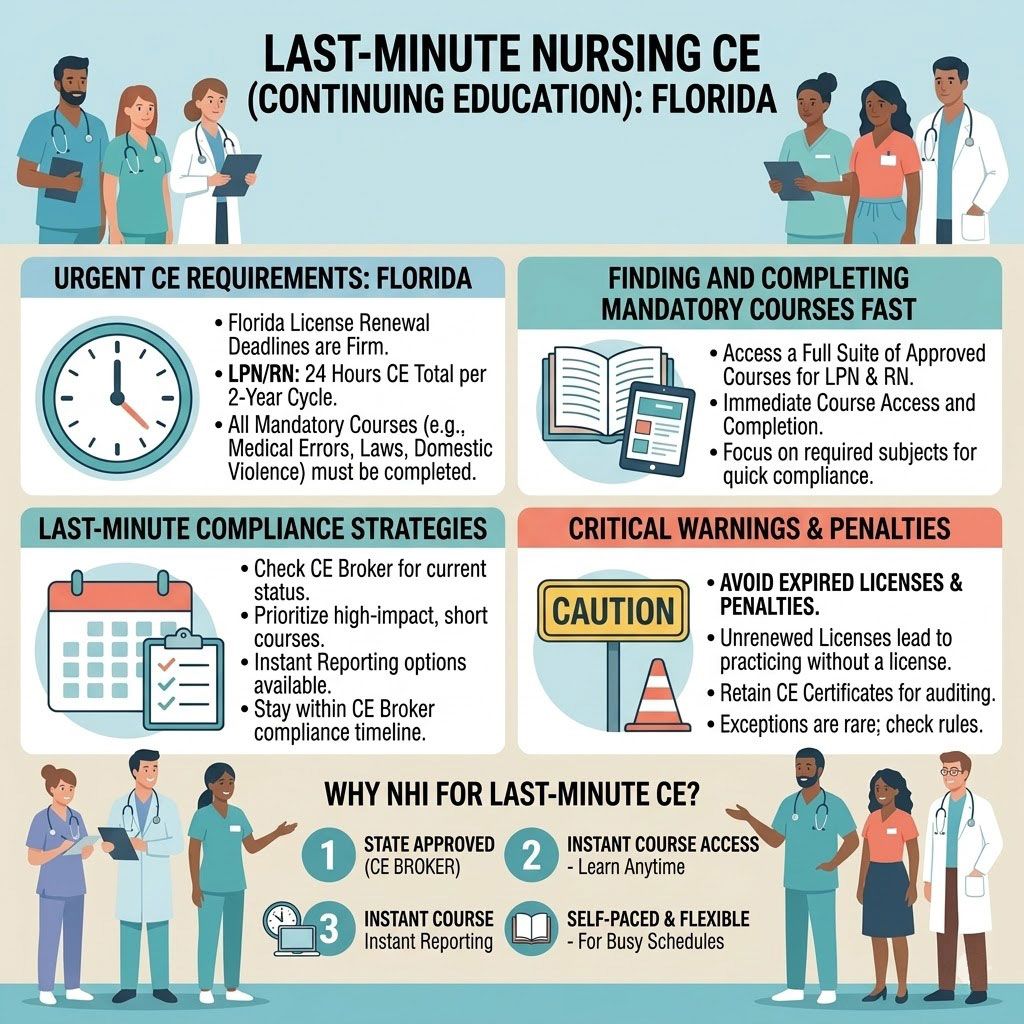 Last-Minute Nursing CE Credits Online in Florida