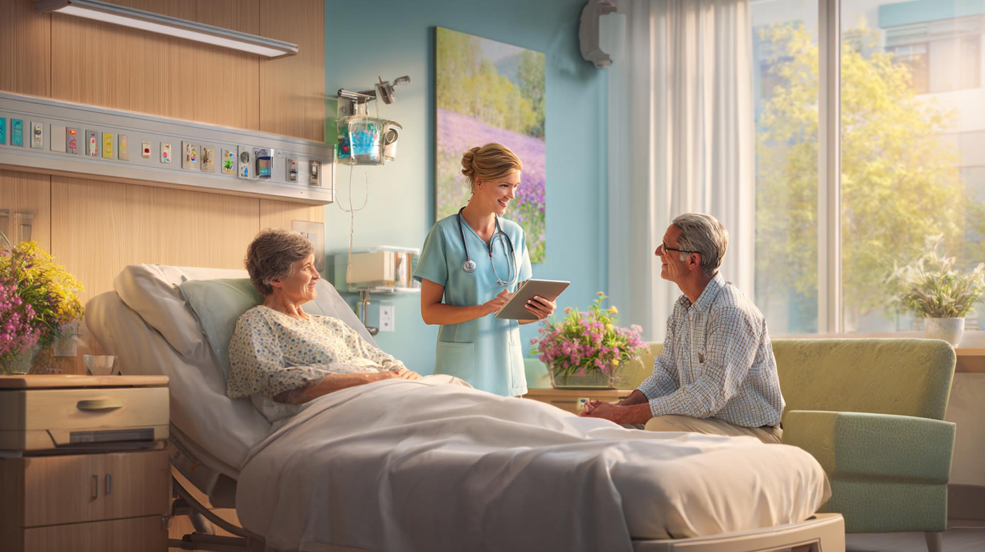  Illustrating a topic from the CE Nursing course on condition changes, a nurse compassionately communicates with a resident's family via phone in a private setting