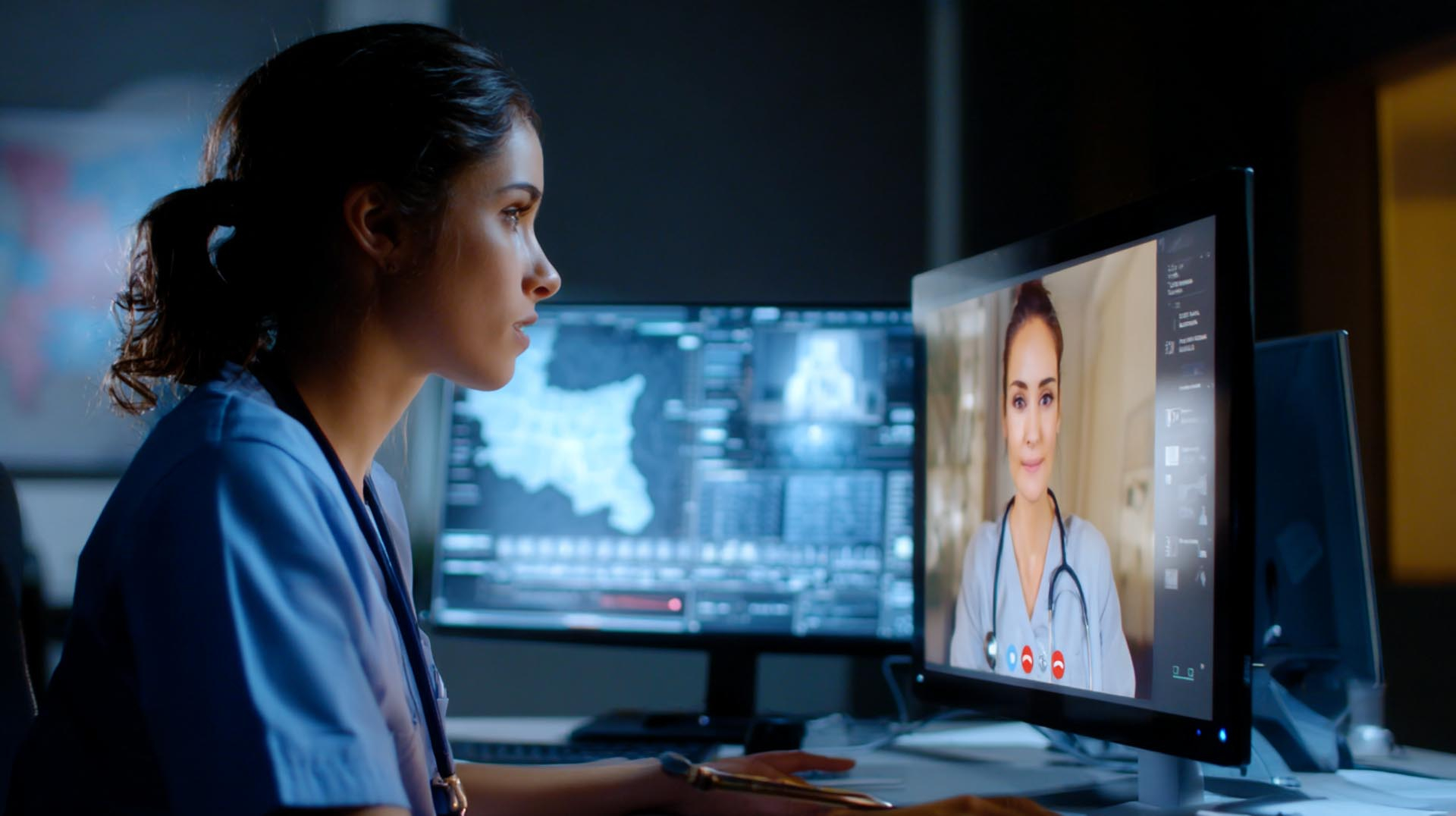 A clinical scene showcases key topics from the Georgia CE Nursing course bundle, including documentation, HIPAA compliance, and medical error prevention